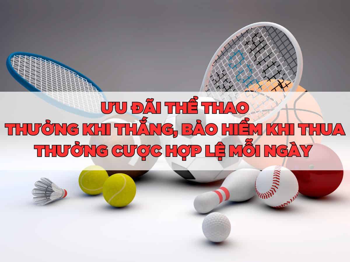 ưu đãi thể thao - thưởng khi thắng, bảo hiểm khi thua, thưởng cược hợp lệ mỗi ngày