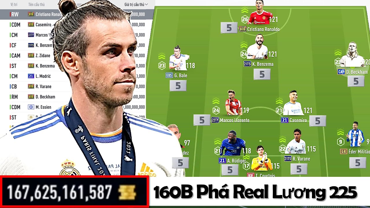 I Love Cầm 160 Tỷ Hoàn Thiện Đội Hình / Team Color Real Madrid FO4 Mới Nhất  2022 Với Mức Lương 225